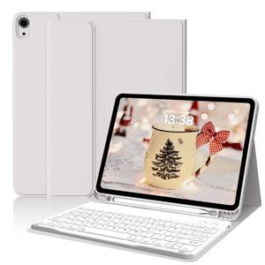 lot 2243 image: kenke Keyboard Case for iPad Air 11 Inch (M3M2) 20252024, iPad Air 5th4th Generation 10.9 Inch 20222020, Stand Folio Slim Cover with Pencil Holder, Detachable Wireless Keyboard, Gray White