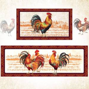 lot 2246 image: Bencailor 2 Pcs Rooster Kitchen Rugs Set Kitchen Decor Farmhouse Rooster Rugs Non Slip Chicken Door Mats Washable Decorative Doormat Absorbent Carpet for Floor Indoor Outdoor Home(17x4717x30)