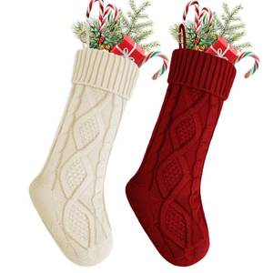 lot 2250 image: YOGINGO 2 Pack Christmas Stockings - Personalized Christmas Stockings, Large 18 Inches Christmas Stocking Hold All Surprises, Knitted Gift Stockings & Farmhouse Christmas Decor