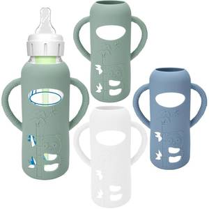 lot 2257 image: 3 Pack Silicone Sleeves for Dr. Browns Glass Baby Bottles - Drop Protection Baby Bottle Sleeves,Compatible with Dr. Browns Newborn Glass Bottles,with Silicone Handles,8 oz
