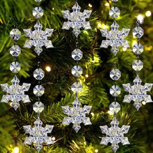 lot 2269 image: Jishi 30pk Snowflake Crystal Christmas Ornaments for Tree Decorations, Hanging Clear Acrylic Snowflake Ornaments for Christmas Tree Indoor Home Decor, Snow Flake Stars Winter Wonderland Party Supplies