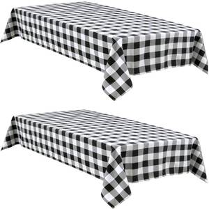 lot 2283 image: Hiasan Buffalo Plaid Tablecloth Waterproof, 2 Pack, 54 x 108 inch - Black and White Checkered Table Cloth Rectangle for Outdoor PicnicPartyDining