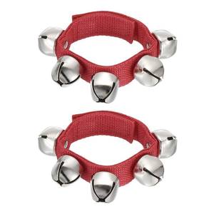 lot 2291 image: PATIKIL 2 Pcs Wrist Bells, 11in Ankle Bells Jingle Bells Hand Bells Wrist Bells Bracelet Percussion Instruments Musical Rhythm Band with 5 Silvery Bells for Adult Party Christmas, Red