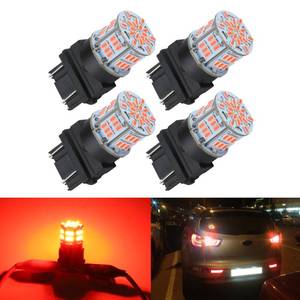 lot 2295 image: iFunyLED 4PCS 3157 LED Bulb Brake Tail Light 12V-24V Super Bright 3156 3056 3057 3047 4157 LED Replacement Light Kit Set for Car Tail Brake Turn Signal Lights - Brilliant Red
