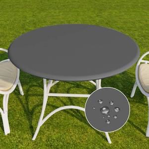 lot 2302 image: Romanstile Round Vinyl Tablecloth, 100% Waterproof Elastic Fitted Table Covers for 45- 56 Tables, Wipeable Flannel Backed Plastic Table Cloths for Picnic, Camping, Outdoor - Grey