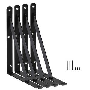 lot 3244 image: 4 Pack L8 x H 6 Black Heavy Duty Shelf Brackets with Screws Metal Shelf Brackets Shelf Support Angle Brackets for Shelves L Brackets Heavy Duty Floating Shelf