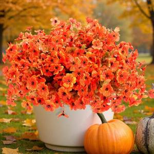 lot 3255 image: SIECCY 12 Bundles Faux Mums for Outdoor Planters, Artificial Fake Mums Fall Decorations for Outdoors Home, Fall Autumn Faux Silk Flowers Plants Look Real UV Resistant for Outside Home Porch Patio
