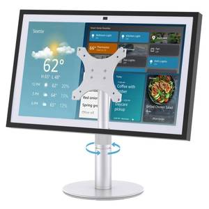 lot 3258 image: Almoz Desk Stand for Echo Show 21, Echo Show 15 (All Generations), Raises Up to 9.5 from Desk, Tilt and Swivel Mount for Alexa Echo Show 21, No Tools Required, Stable Centered Rod Design (UP-Silver)
