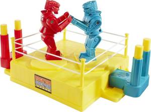 lot 3275 image: Mattel Games Rock Em Sock Em Robots Kids Game, Red Rocker vs Blue Bomber, Knock His Block Off