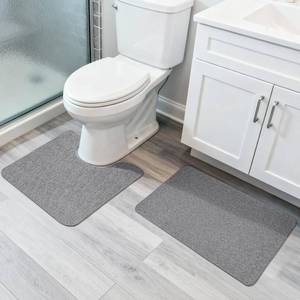 lot 3281 image: Bosap Bathroom Rugs Set 2 Pieces,Thin Bathroom Mats,Toilet Rugs,Quick Dry,Non-Slip,Machine Washable,Low Pile,Absorbent Bath Mats,Shower,Sink,Home Decor Accessories.Grey,15x2318x2 U Shape