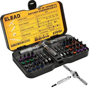 lot 4115 image: 40 in 1 Magnetic Ratchet Screwdriver Set, Multi Bit Magnetic Ratcheting Screwdriver Set with Detachable Ratchet Handle, Repair Tool Kit for Computer Bicycle Furniture DIY