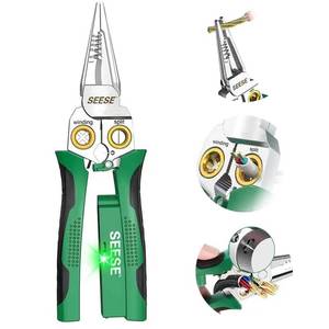 lot 4122 image: SEESE 8-in-1 Wire Stripper Pliers Compact Portable Multi-Function Electrician Tool - Wire StrippingWire CuttingWire Crimping for Circuit Repair, Outlet Installation & Professional Use
