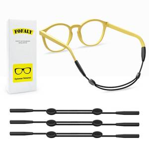 lot 4143 image: FOFALY Kids Glasses Strap, No Tail Eyeglasses Strap For Kids 3Pcs, Age 3-12 Baby Sunglasses Straps for Girls, Boys, Toddler, Holder Around Neck, Adjustable Eyewear Retainer for Sports (Black, 9.5in)
