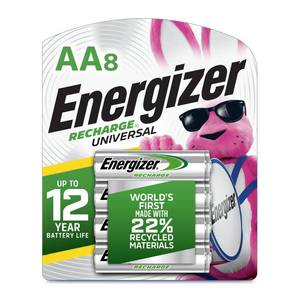 lot 4146 image: Energizer Recharge Universal Rechargeable AA Batteries (8 Pack), Double A Rechargeable Batteries