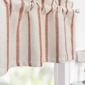 lot 4150 image: DriftAway Farmhouse Linen Lined Valance Double Layer Thermal Insulated Room Darkening Blackout Window Valances 3 Inch Rod Pocket Vertical Striped Kitchen Valance for Bathroom Single 52 x 14 Inch Red