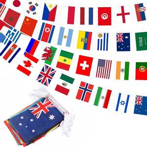 lot 4154 image: 200 Countries String Flag, 164 ft International Flags Bunting Banner, World Flag Banner Decoration for School, Sports Events, Grand Opening, Party 2 pack
