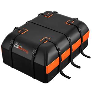 lot 5911 image: Car Rooftop Cargo Carrier Bag, 20 Cubic Feet Waterproof Heavy Duty 840D Car Roof Bag for All Vehicle withWithout Racks - Anti-Slip Mat, 6 Door Hooks, Storage Bag, 2 Extra Straps, Luggage Lock