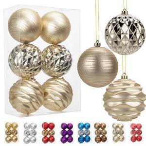 lot 5918 image: 4.3 Christmas Balls Decorations Set for Champagne Christmas Tree, 6-Pack Large Christmas Balls Ornaments Bulk, Shatterproof Glossy Plastic Indoor Christmas Decorations, Hanging Holiday Decorative