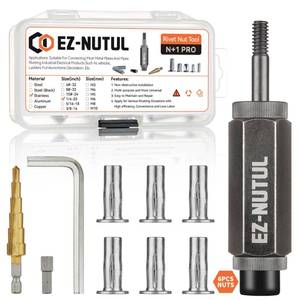 lot 6039 image: Multi-Grip Rivet Nut Installation Tool Set Pre-Bulbed Shank Flat Head Threaded Insert Nut Plus Nuts Assortment Kit Cross Rivnut for Construction Industrial (14-20(Plus Nut Tool-6pcs, Stainless))