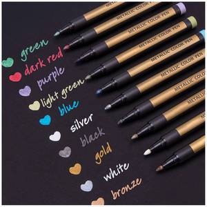lot 6048 image: Dyvicl Metallic Marker Pens - Set of 10 Medium Point Metallic Markers for Rock Painting, Black Paper, Card Making, Scrapbooking Crafts, DIY Photo Album