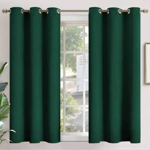 lot 6057 image: YoungsTex Short Blackout Curtains 45 Inches Length for Bedroom - Thermal Insulated Drapes with Grommet Room Darkening Privacy for Kitchen Basement Bathroom, 2 Panels, Emerald Green 42 x 45 Inch
