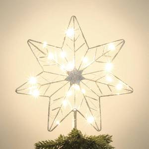 lot 6069 image: YEAHOME Christmas Tree Topper, Silver Glittered Hollow 7-Point Star Tree Topper, Lighted Wire Star with 20 LED Lights for Christmas Treetop, Xmas Tree Topper with Timer, Christmas Tree Decorations