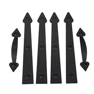 lot 6075 image: Magnetic Decorative Garage Door Curb Appeal Faux Hinges Handles Hardware Kit Color Black