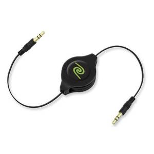 lot 6090 image: ReTrak Retractable AUX 3.5mm Audio Cable, Black (ETCABLE35BLK)
