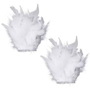lot 6094 image: A2 Pcs Turkey Feather Gloves Wrist Cuffs Natural Fluffy Feather Trim Fringe for Clothing DIY Dress Crafts Wedding Party Costumes Decoration (White)