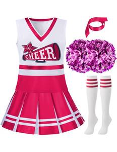 lot 6102 image: Spooktacular Creations Cheerleader Costume for Girls, Kids Halloween Cheerleader Outfit, Child Cheerleading Uniform for Halloween Dress Up Parties, Pink, M