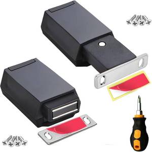 lot 6110 image: Magnetic Push to Open Cabinet Hardware CBRIVE 2 Pack Heavy Duty Push Latch & Lock for Hidden Door Touch Latches and Catch Magnet Push Release Drawer Pull Tip on RV Closet Close Strong Pop Out, Black