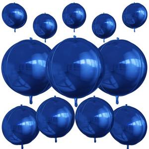 lot 6113 image: 12Pcs Navy Blue Round Foil Balloons, 22 15 10 4D Helium Ball Balloon, Metallic Blue Foil Balloon for Birthday Graduation Wedding Anniversary New Year Eve Disco Prom Party Decorations