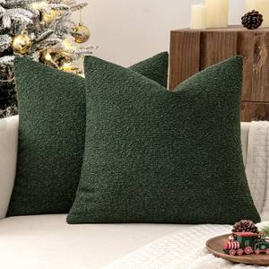 lot 6117 image: MIULEE 22x22 Christmas Decorative Euro Sham Throw Pillows for Bed Set of 2 Textured Boucle Neutral Winter Throw Pillow Covers Dark Green Accent Solid Euro Couch Pillowcase Sofa Livingroom Home Decor