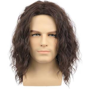 lot 6118 image: Deifor Mens Brown Wavy Wig - Medium Length Natural Look Middle Part Heat Resistant Synthetic Hair for Men Costume, Cosplay, Halloween Party
