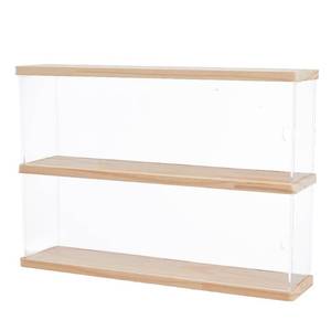 lot 6121 image: SUPERFINDINGS 2 Tier Acrylic Display Case with Wood Base Organizer Box for Collectibles Clear Wood Showcase Storage Box for Models Building Blocks Display Holder,39.5x9.7x27.45cm