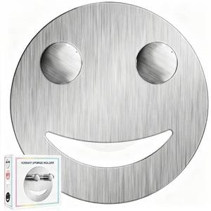 lot 6124 image: Stainless Steel Smiley Face Dish Sponge Holder, Silver Sink Caddy Organizer Storage with Suction Cup for Kitchen, Kitchen Sink Accessories Decor Scrubber Holder with Gift Box