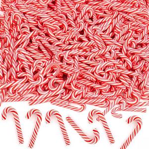 lot 6131 image: KINYFY 80 Pcs Mini Christmas Candy Canes for Crafts, 1.18 Inch Plastic Christmas Cane Miniatures, Fake Xmas Candy Canes Decorations for DIY Xmas Tree, Gifts, Cake (Red & White)