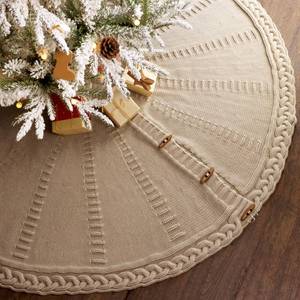 lot 6133 image: 60 inch Christmas Tree Skirt Large Tree Skirt for 9ft Tree, Braided Cable Knit Beige Tree Skirt, Vintage Tree Skirts, Rustic Farmhouse Christmas Decorations