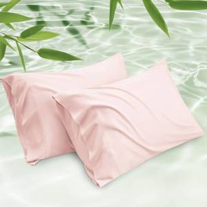 lot 6138 image: Bedsure King Size Pillow Cases Set of 2, Cooling Pillow Cases King, Rayon Derived from Bamboo Pink Pillowcases, Breathable & Silky Soft Cool Bedding Pillow Covers with Envelope Closure, 20x36 Inches