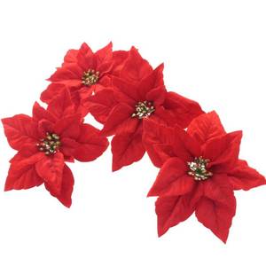 lot 6146 image: kmkaren Christmas Flowers Red Poinsettia Christmas Tree Ornaments with hook-8pcspack