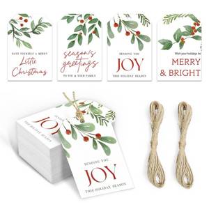 lot 6150 image: Catephe Christmas Paper Gift Tags, 100pcs Watercolor Xmas Tree Pinecone Tags, Gift Wrapping Name Tags with Hemp Rope, Christmas Tree Tags for Xmas Decor 4 Design
