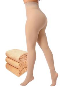 lot 6151 image: Amzshe 2025 Plush Thickened Fleece Lined Tights for Women, Winter Fake Translucent Warm Pantyhose