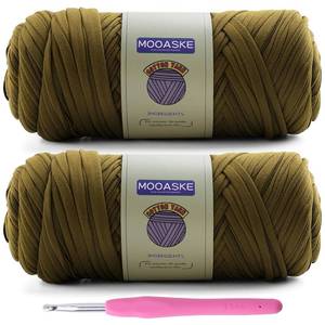 lot 6165 image: Mooaske 2 Pack T-Shirt Crochet Yarn for DIY Knitting Crochet Cloth Blanket Bag Dolls - 400g Chunky Thick Yarn for Crocheting with Polyester-Spandex Blend Elastic Fabric (Dark Green)