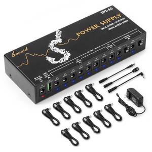 lot 6168 image: Sovvid Guitar Pedal Power Supply 10 Isolated DC Output, 9V 12V 18V (300mA500mA) Effect Pedal Boards Power Supplywith USB Port, Low Noise and High Power DC Output