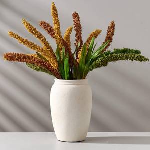 lot 7334 image: PORCER Ceramic Vase, 8.2 Inches Vintage Pottery White Vases, Rustic Home Decor, Farmhouse Terra Cotta Vase for Living Room, Entryway, Floor, Holiday Wedding Christmas New Year Gifts-Beige