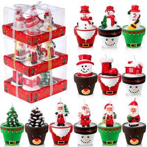 lot 7336 image: Shihanee Christmas tealight Candles Novelty Handmade Christmas Tree Candle Delicate Stylish Plant Candle Mini Candles for Party Favors Decorations Gifts(12)