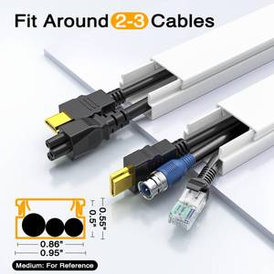 lot 7339 image: Delamu Cord Hider, 157in Wire Covers for Cords on Wall, Premium Cable Hider Cord Covers for Wires, Cable Management Wire Hiders for TV, Cable Raceway Kit, W0.95 H0.55in, White