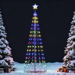 lot 7340 image: JOIEDOMI LED Christmas Cone Tree Lights, 6FT Outdoor Lighted Tree with 8 Lighting Modes & Star Topper, Christmas Decorations for Yard Porch Patio Garden Holiday Decor, Warm White