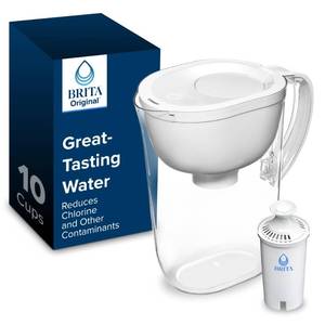 lot 7346 image: Brita Large Water Filter Pitcher for Tap and Drinking Water, Includes 1 Standard Filter, BPA-Free, Lasts Two Months, 10-Cup Capacity, Bright White