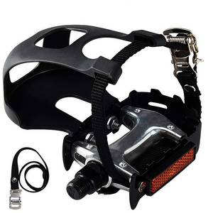 lot 8067 image: YBEKI Pro-Grade Spin Bike Pedals with Toe Clips & 4D Adjustable Straps - 916 Alloy Spindle for Mountain Road BikesPelotonSchwinnSunny Bikes  500lb Load Capacity  12-Month Warranty
